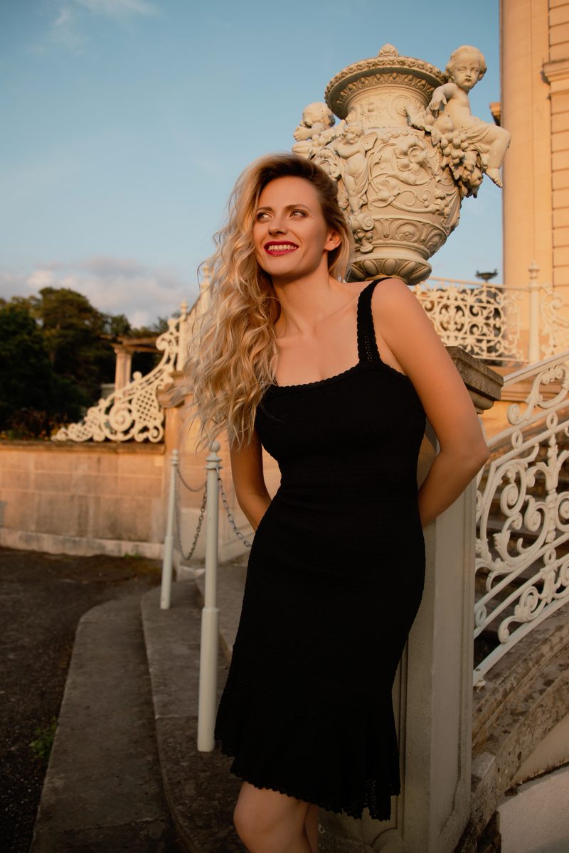 Close-up portrait with warm golden hour light, Lake Geneva region